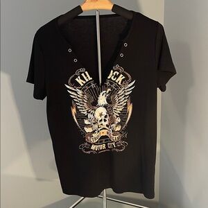 Kid Rock Black Tee with Eagle and Skull Design rock ‘n’ roll new lease up medium